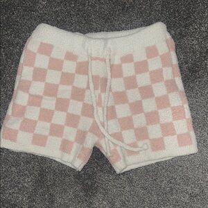 Cozy Checkerboard  Shorts - Pink & White